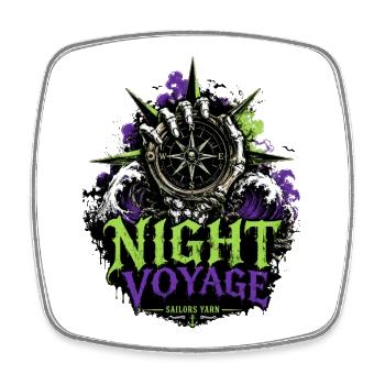 Boussole de voyage nocturne | Voiles de Yarn par Cap’nKush - Magnet carré - blanc - Devant