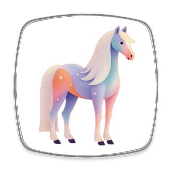 Cheval - Magnet carré - blanc - Devant