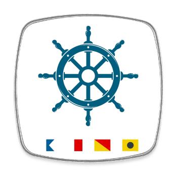 Maritime Signal Flags Steering Wheel Design - Square fridge magnet - white - Front