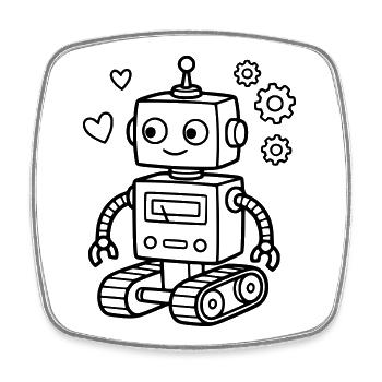 Bébé Nerd d’anniversaire des enfants Robot Jouet - Magnet carré - blanc - Devant