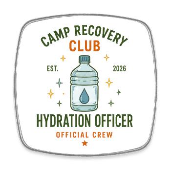 Hydration Officer – Camp Recovery Club Crew - Square fridge magnet - white - Front