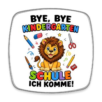 Löwenfreund: Schule, ich komme! - Viereckiger Kühlschrankmagnet - Weiß - Vorne