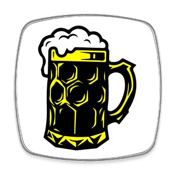 Bierkrug Symbol Saufen - Viereckiger Kühlschrankmagnet - Weiß - Vorne