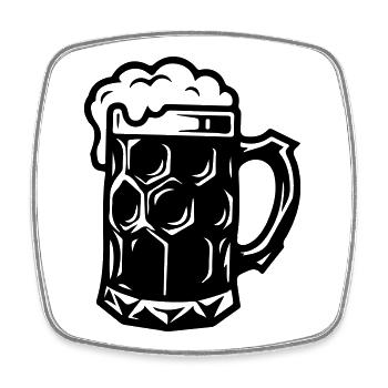 Bierkrug Symbol Saufen - Viereckiger Kühlschrankmagnet - Weiß - Vorne