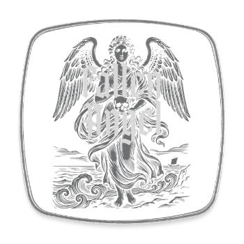 Gothic Fallen Angel Over Stormy Sea - Square fridge magnet - white - Front