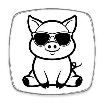 cochon - Magnet carré - blanc - Devant
