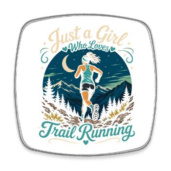 Juste une fille qui adore la course sur sentier - Magnet carré - blanc - Devant