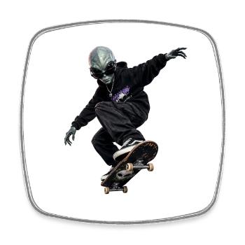 Alien Skater  - Square fridge magnet - white - Front