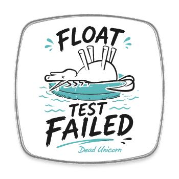 Dead Unicorn im Badereifen: Float Test Failed - Viereckiger Kühlschrankmagnet - Weiß - Vorne