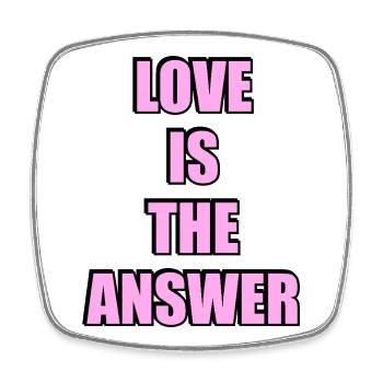 Love Is The Answer Bold Typography - Square fridge magnet - white - Front