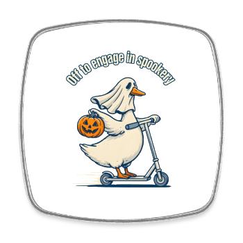 Oie Effrayante - Oie fantôme - Halloween vintage - Magnet carré - blanc - Devant