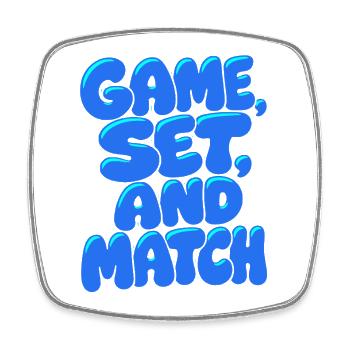 Ensemble de match Match Tennis, style Melbourne - Magnet carré - blanc - Devant