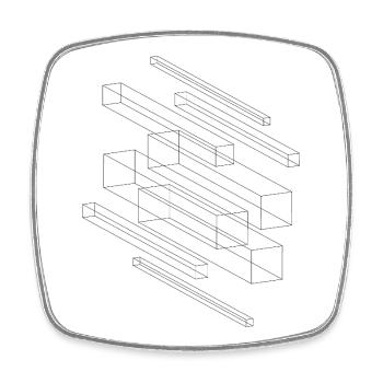 Isometrisches Quadratgitter - Viereckiger Kühlschrankmagnet - Weiß - Vorne