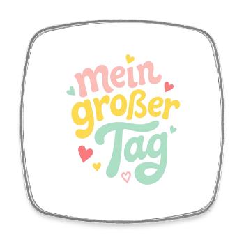 Mein Großer Tag – Pastell Herzschrift - Viereckiger Kühlschrankmagnet - Weiß - Vorne