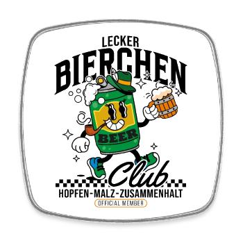 Lecker Bierchen Club - Viereckiger Kühlschrankmagnet - Weiß - Vorne