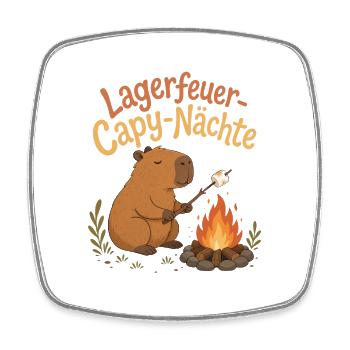 Lagerfeuer Capy-Nächte Capybara - Viereckiger Kühlschrankmagnet - Weiß - Vorne