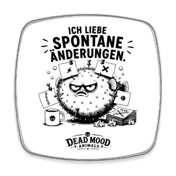 Lustiger Kugelfisch Büro Spruch | Sarkasmus - Viereckiger Kühlschrankmagnet - Weiß - Vorne