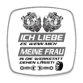 Ich liebe meine Frau – KFZ_Mechaniker - Viereckiger Kühlschrankmagnet - Weiß - Vorne