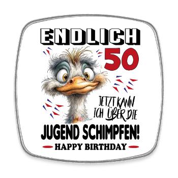 Geburtstag Strauß Cartoon 50 Jahre Alter 50 - Viereckiger Kühlschrankmagnet - Weiß - Vorne