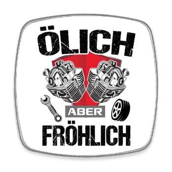 Wappen KFZ Mechaniker Automechaniker Autoschrauber - Viereckiger Kühlschrankmagnet - Weiß - Vorne