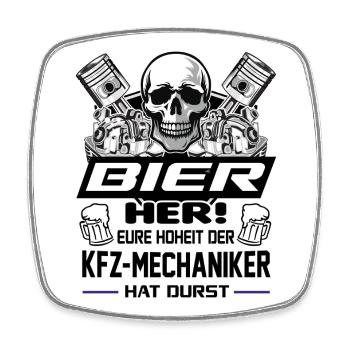 Bier König KFZ Mechaniker Automechaniker Schädel - Viereckiger Kühlschrankmagnet - Weiß - Vorne