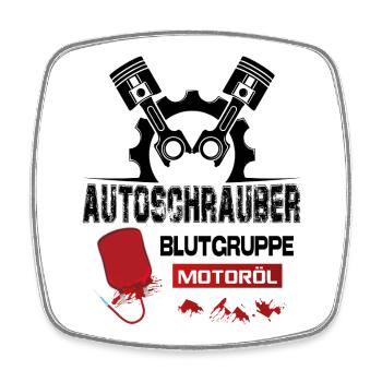 Autoschrauber Blutgruppe Motoröl KFZ Mechaniker - Viereckiger Kühlschrankmagnet - Weiß - Vorne