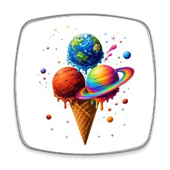 Planètes de glace colorées dans l’univers - Magnet carré - blanc - Devant