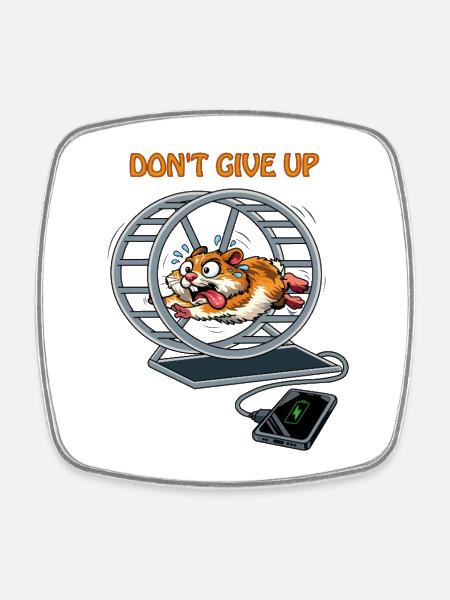 Hamster in a circle Don't give up - Square fridge magnet - white