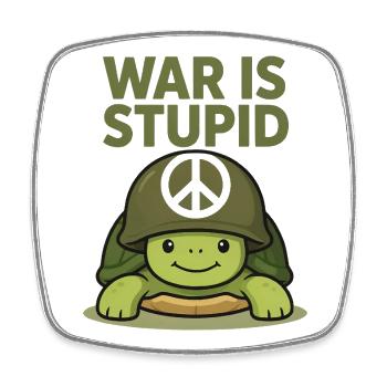 La guerre est stupide Tortue avec le signe de paix - Magnet carré - blanc - Devant