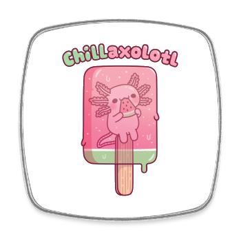 Mignon Axolotl Congelé dans un Icelolly Chillaxolotl Jeu de mots - Magnet carré - blanc - Devant