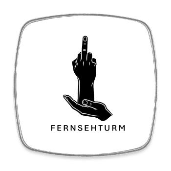 FERNSEHTURM - Mittelfinger Lineart Schwarz - Viereckiger Kühlschrankmagnet - Weiß - Vorne