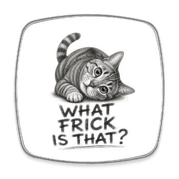 What Frick Is That? Funny Curious Cat - Square fridge magnet - white - Front