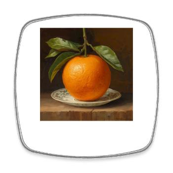Orange dans un plat classique - Magnet carré - blanc - Devant