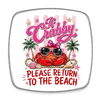 Crabe Plage Humour Été Rose - Magnet carré - blanc - Devant
