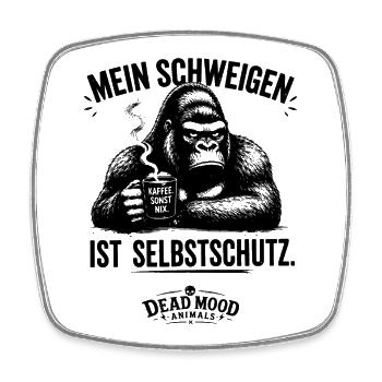 Lustiges Gorilla Design | Kaffee, Sarkasmus - Viereckiger Kühlschrankmagnet - Weiß - Vorne