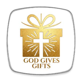 Dieu offre des cadeaux - or - Magnet carré - blanc - Devant