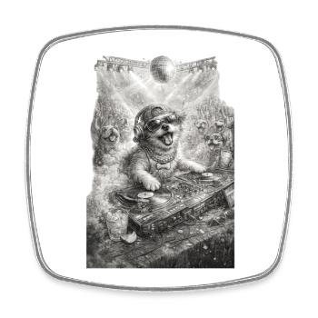 DJ Dog Rocking the Party - Square fridge magnet - white - Front