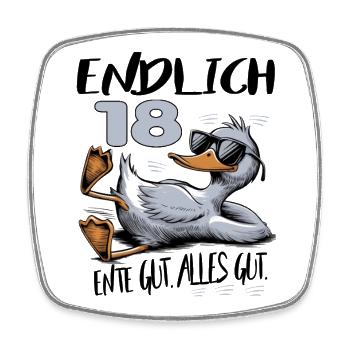Geburtstag Ente Gut Alles Gut 18 Jahre - Viereckiger Kühlschrankmagnet - Weiß - Vorne