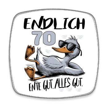 Geburtstag Ente Gut Alles Gut 70 Jahre Comic - Viereckiger Kühlschrankmagnet - Weiß - Vorne