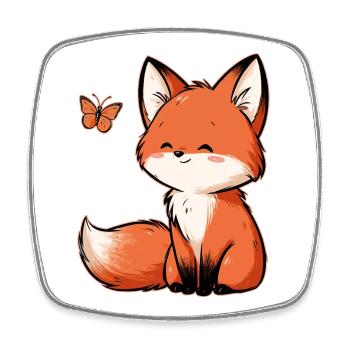 Fox Butterfly - Square fridge magnet - white - Front