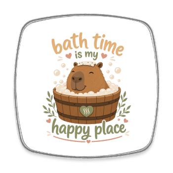 Cabybara de l’heure du bain dans une baignoire en bois - Magnet carré - blanc - Devant