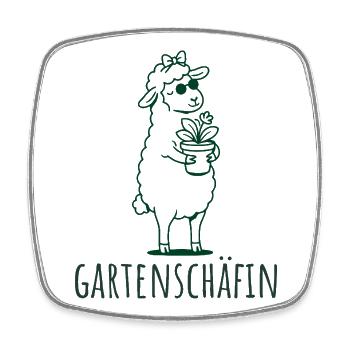 Gartenschäfin Schaf mit Pflanze Gärtnerin - Viereckiger Kühlschrankmagnet - Weiß - Vorne
