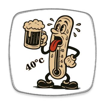 Thermomètre en ébullition et bière - Magnet carré - blanc - Devant