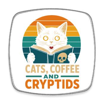 Chats, Café et Cryptides - Magnet carré - blanc - Devant