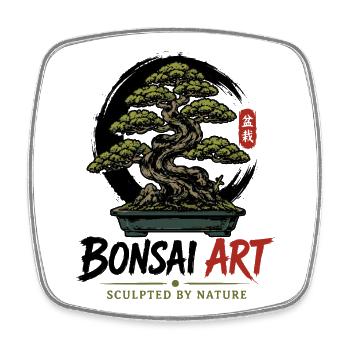 Japanische Bonsai-Baum Pflanze Bonsai-Art Bonsai - Viereckiger Kühlschrankmagnet - Weiß - Vorne