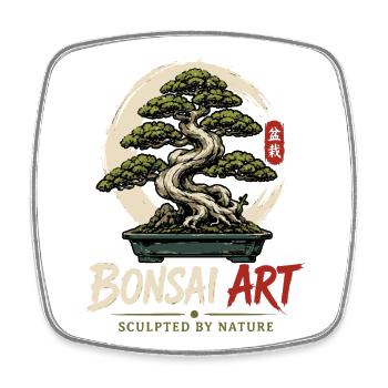 Japanische Bonsai-Baum Pflanze Bonsai-Art Bonsai - Viereckiger Kühlschrankmagnet - Weiß - Vorne