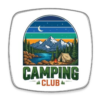 Hiking - Outdoor Adventure - Camping Club - Square fridge magnet - white - Front