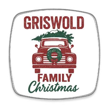 Family Christmas Truck - Viereckiger Kühlschrankmagnet - Weiß - Vorne