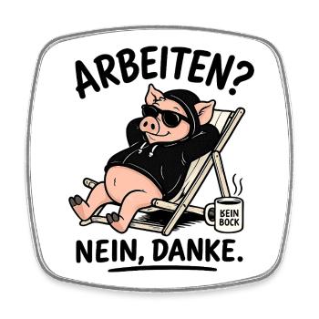 Entspanntes Schwein im Hoodie - Viereckiger Kühlschrankmagnet - Weiß - Vorne