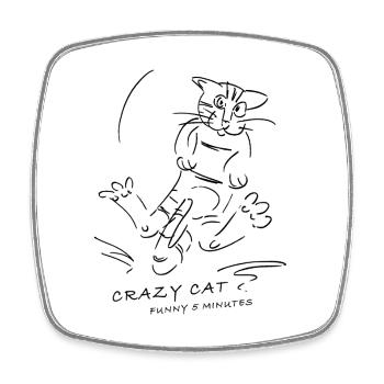 chat fou - 5 minutes folles pour Helles - Magnet carré - blanc - Devant